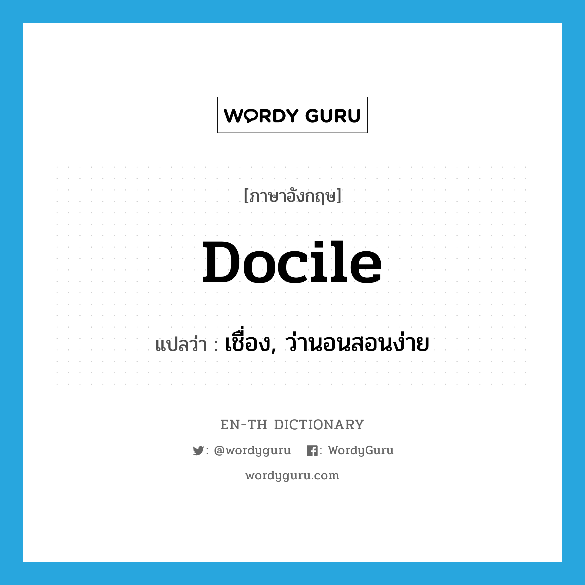 docile แปลว่า? | WordyGuru