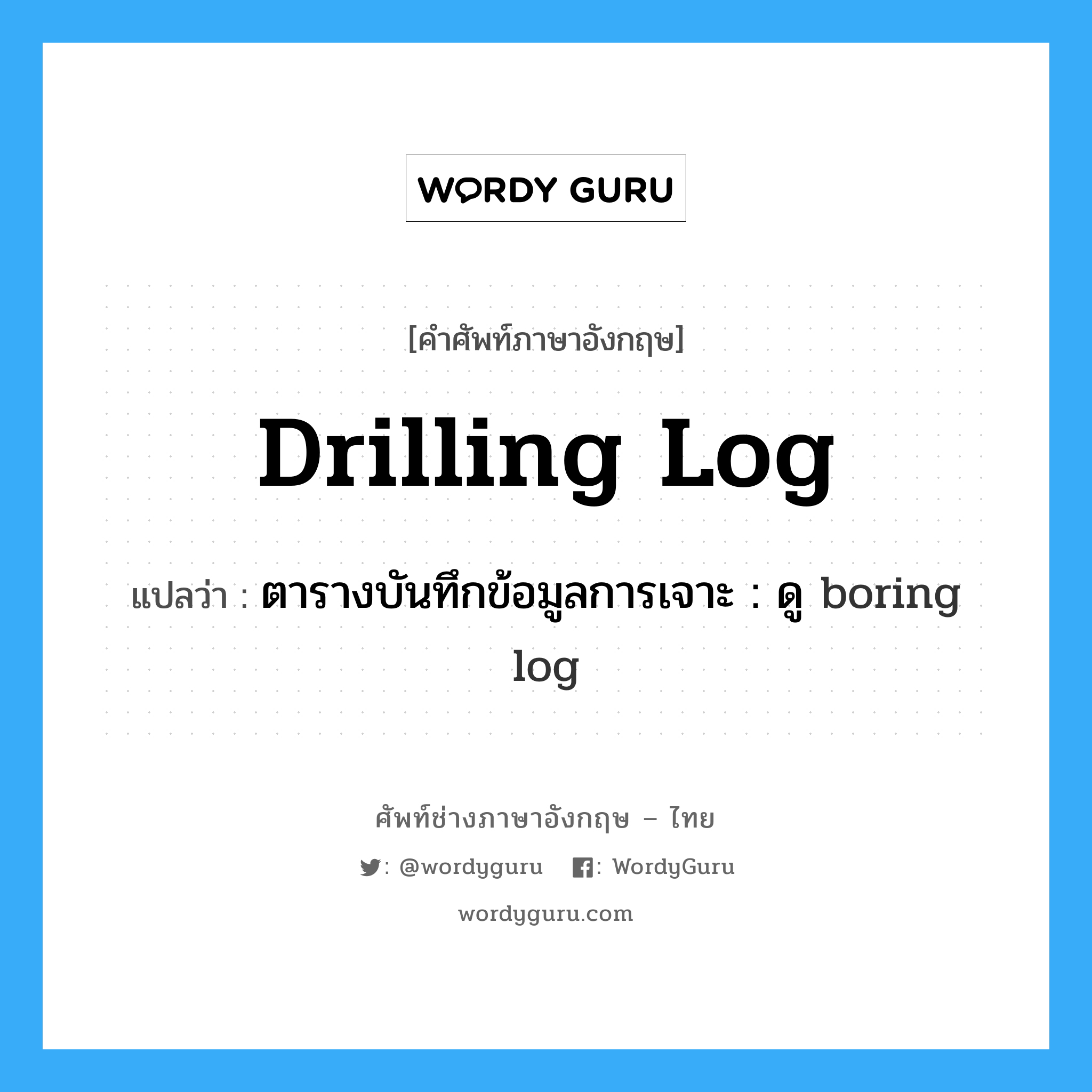 drilling log แปลว่า? | WordyGuru