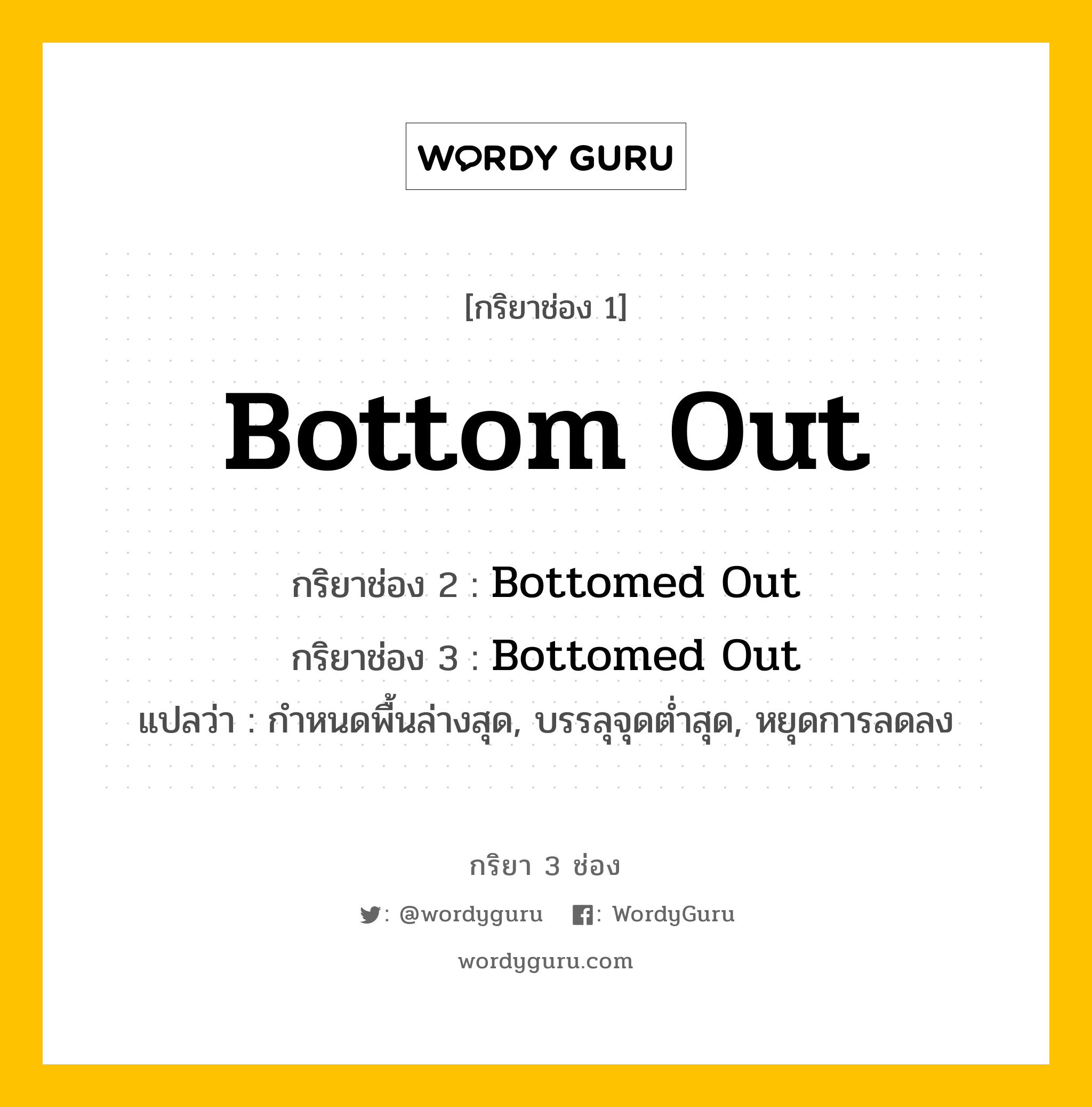 Bottom Out กริยา 3 ช่อง (Bottomed Out, Bottomed Out) - ความหมายและตัวอย่าง