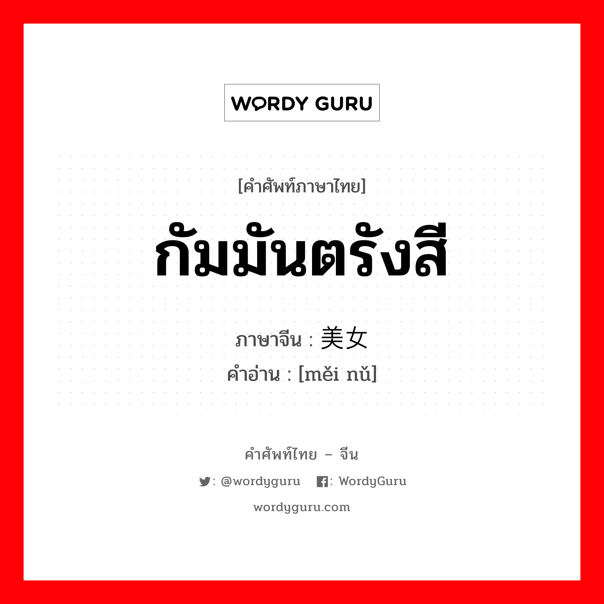 美女 ภาษาไทย?, คำศัพท์ภาษาไทย - จีน 美女 ภาษาจีน กัมมันตรังสี คำอ่าน [měi nǔ]
