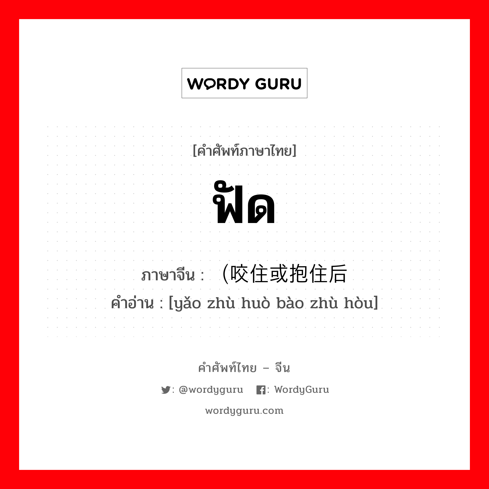 ฟัด ภาษาจีนคืออะไร, คำศัพท์ภาษาไทย - จีน ฟัด ภาษาจีน （咬住或抱住后 คำอ่าน [yǎo zhù huò bào zhù hòu]