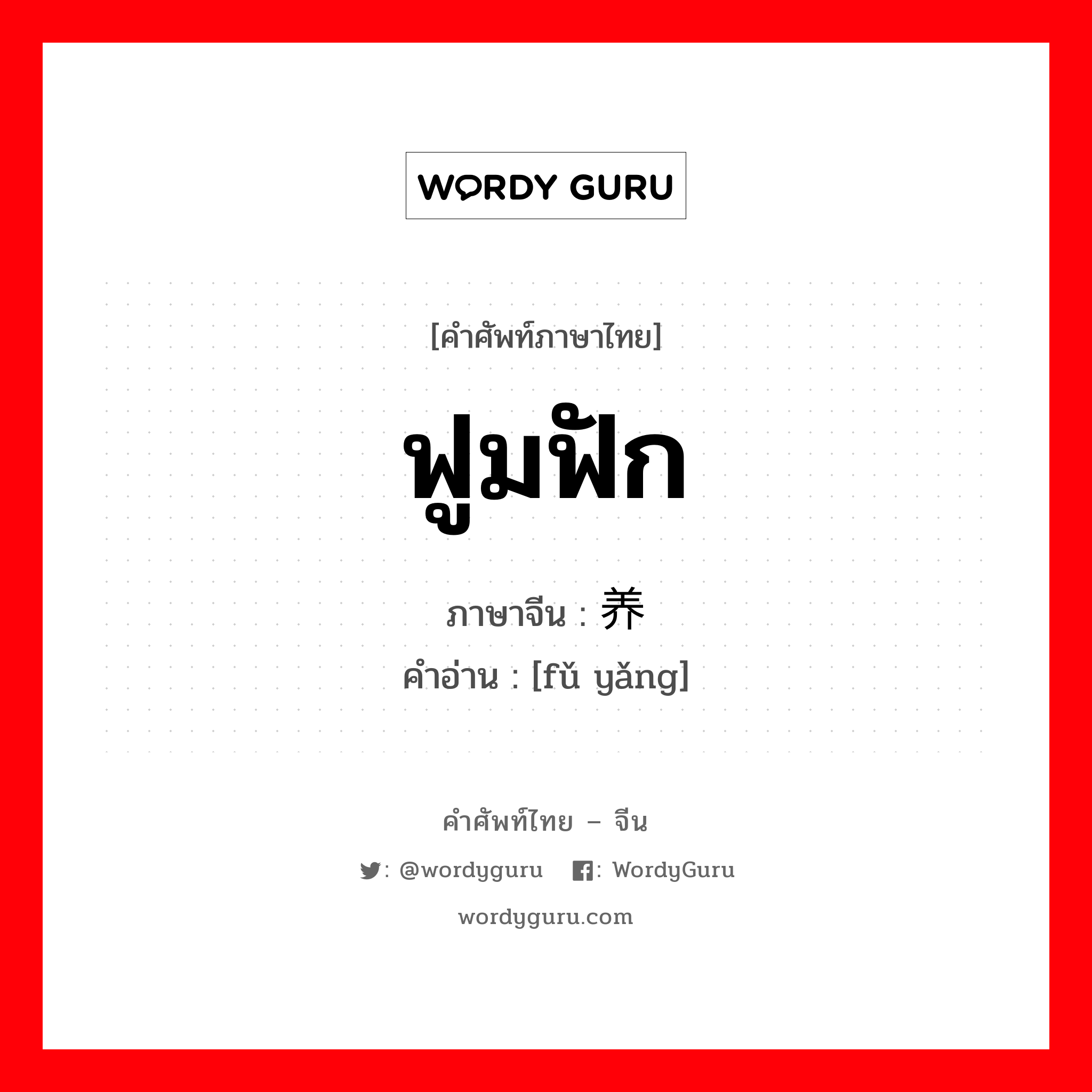 抚养 ภาษาไทย?, คำศัพท์ภาษาไทย - จีน 抚养 ภาษาจีน ฟูมฟัก คำอ่าน [fǔ yǎng]