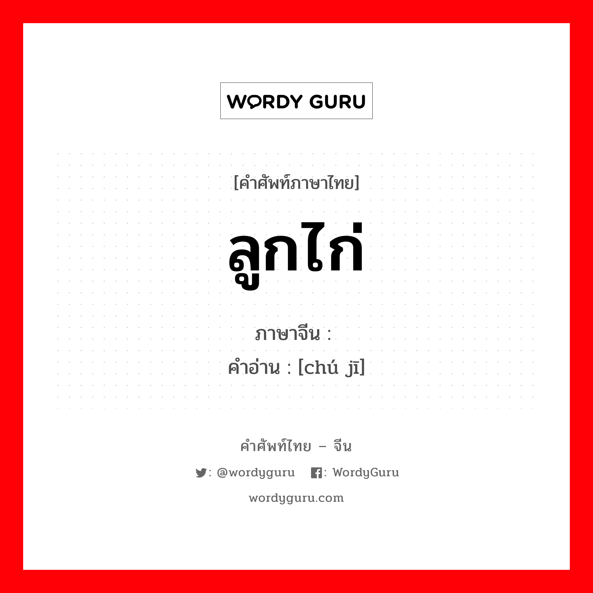 ลูกไก่ ภาษาจีนคืออะไร, คำศัพท์ภาษาไทย - จีน ลูกไก่ ภาษาจีน 雏鸡 คำอ่าน [chú jī]
