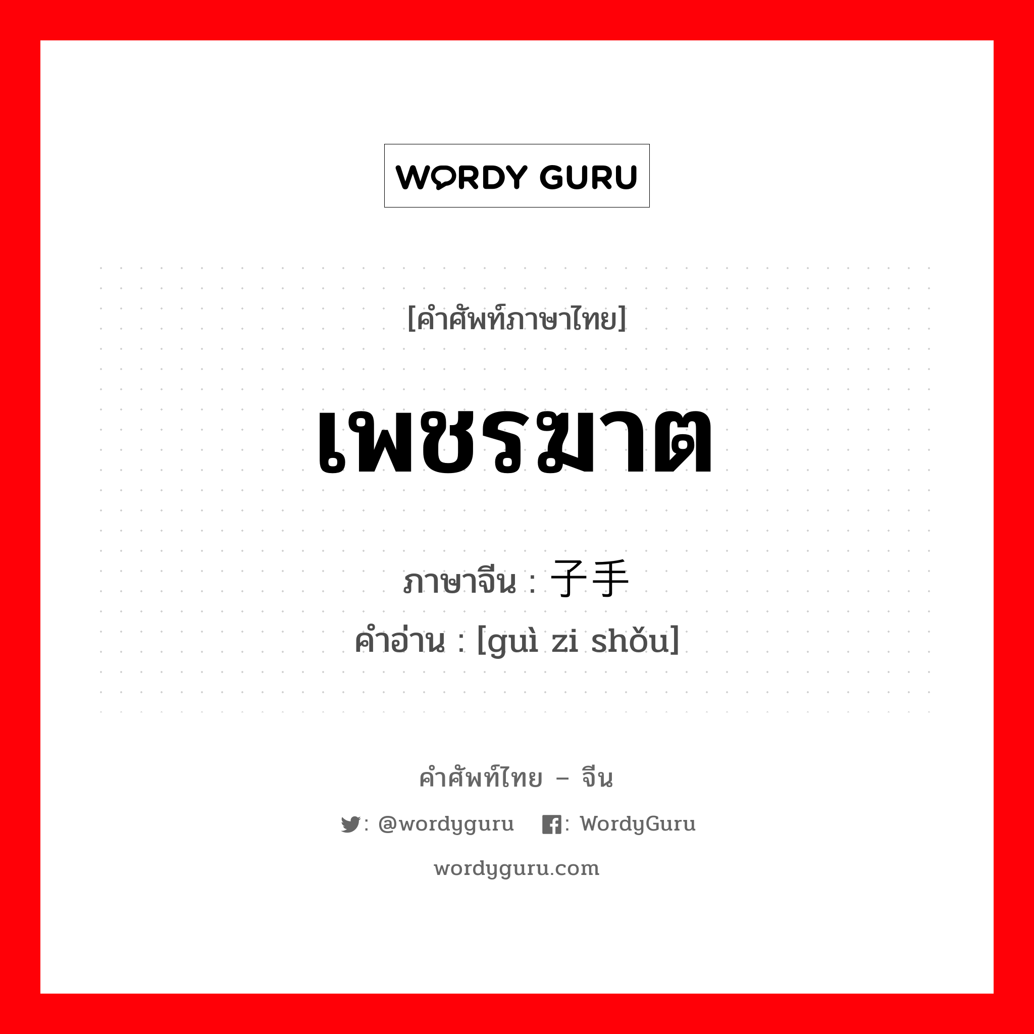 เพชรฆาต ภาษาจีนคืออะไร, คำศัพท์ภาษาไทย - จีน เพชรฆาต ภาษาจีน 刽子手 คำอ่าน [guì zi shǒu]