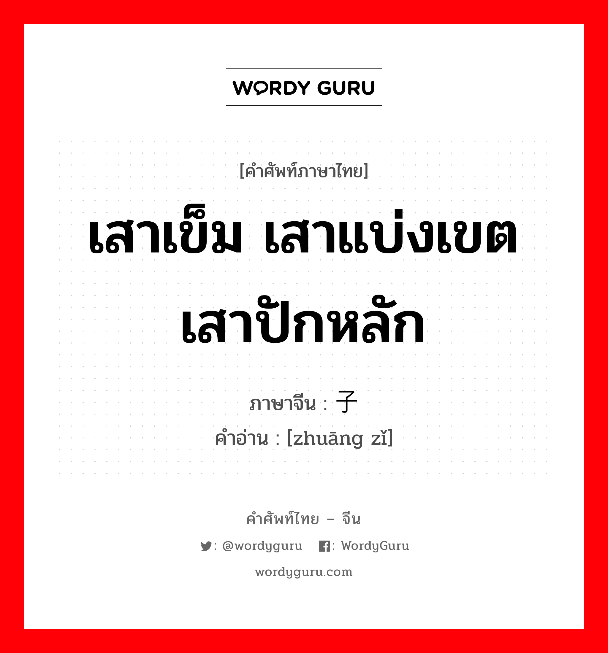 เสาเข็ม เสาแบ่งเขต เสาปักหลัก ภาษาจีนคืออะไร, คำศัพท์ภาษาไทย - จีน เสาเข็ม เสาแบ่งเขต เสาปักหลัก ภาษาจีน 桩子 คำอ่าน [zhuāng zǐ]