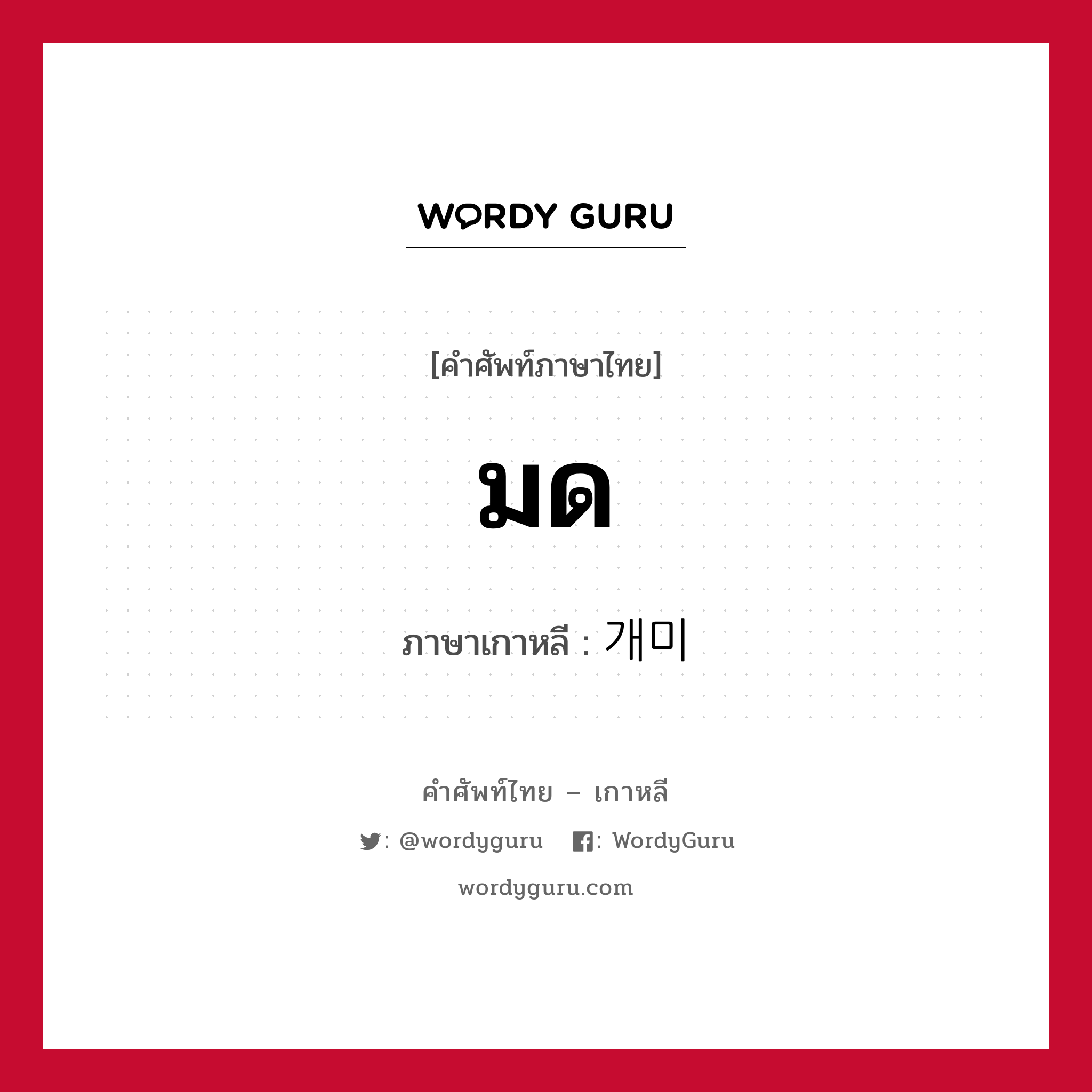 มด ภาษาเกาหลีคืออะไร, คำศัพท์ภาษาไทย - เกาหลี มด ภาษาเกาหลี 개미