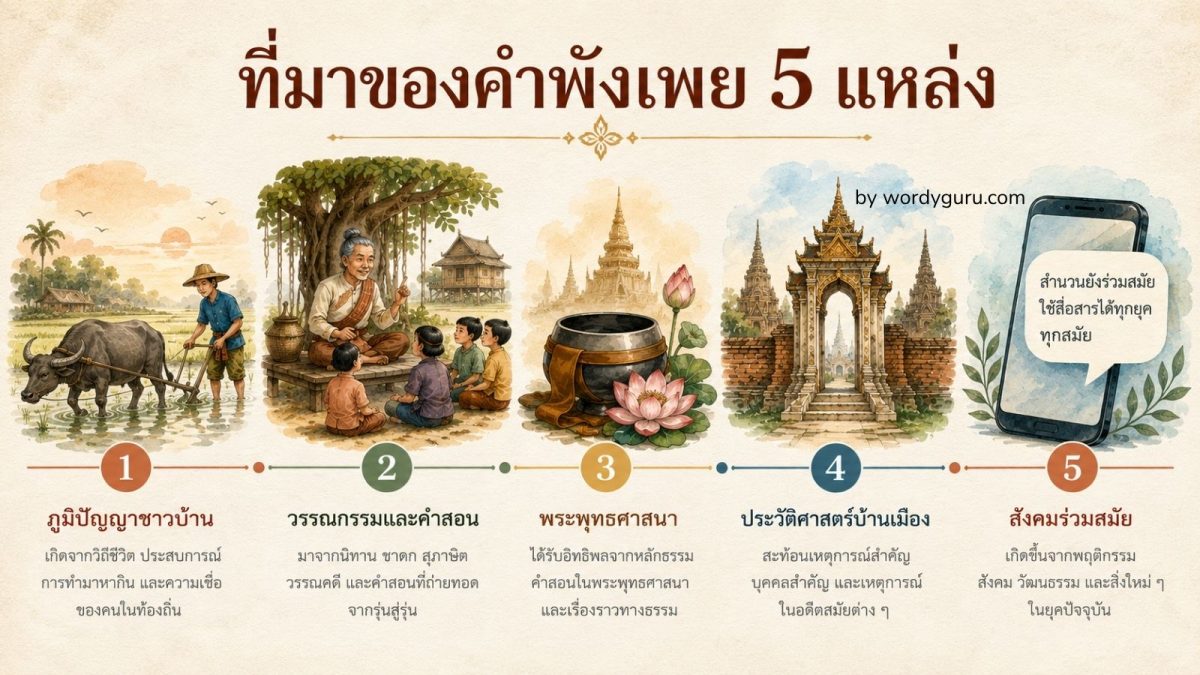 5 แหล่งกำเนิดคำพังเพยไทย จัดเรียงตามยุคสมัย จากภูมิปัญญาชาวบ้านยุคเกษตรกรรม ถึงคำใหม่ในยุคดิจิทัล