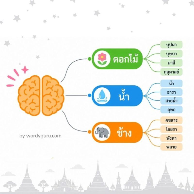 ภาพประกอบ 7 เทคนิคจำคำไวพจน์ &mdash; สมอง word clusters และเทคนิค Spaced Repetition