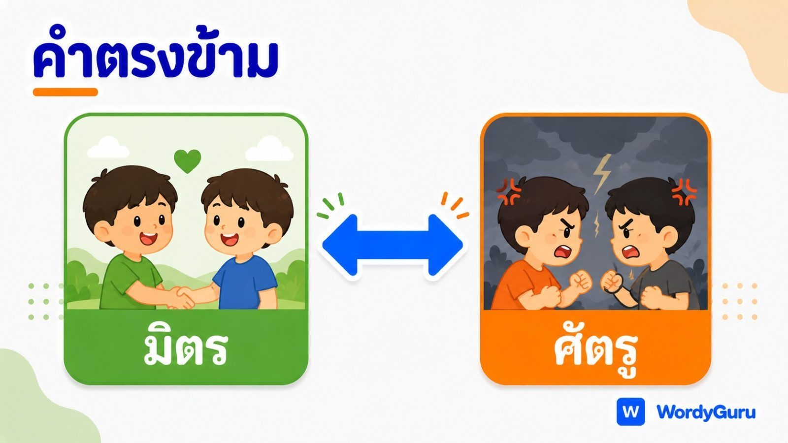 คำตรงข้ามของคำนามภาษาไทย พร้อมความหมาย