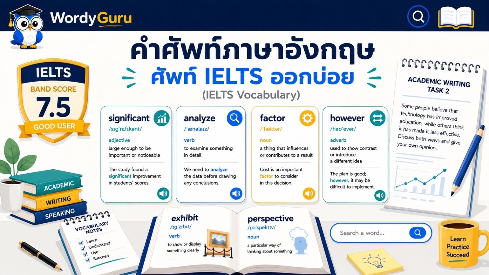 คำศัพท์ IELTS ที่ออกบ่อย พร้อมคำอ่านและคำแปลไทย