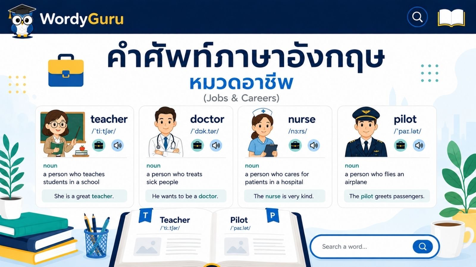 คำศัพท์ภาษาอังกฤษ หมวดอาชีพ พร้อมคำอ่านและคำแปลไทย