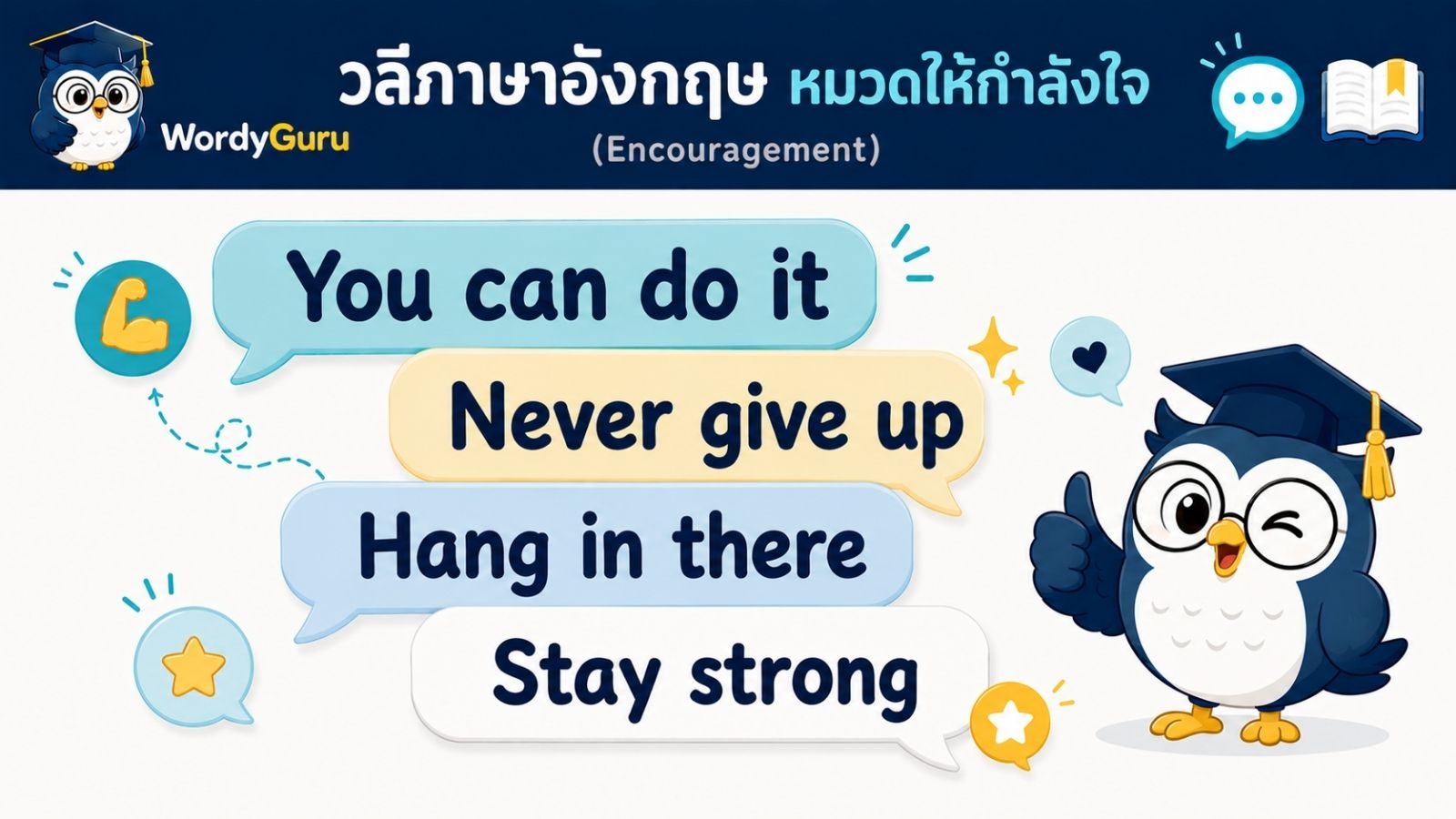 วลีภาษาอังกฤษ หมวดให้กำลังใจและปลอบใจ พร้อมคำแปลไทยและตัวอย่าง