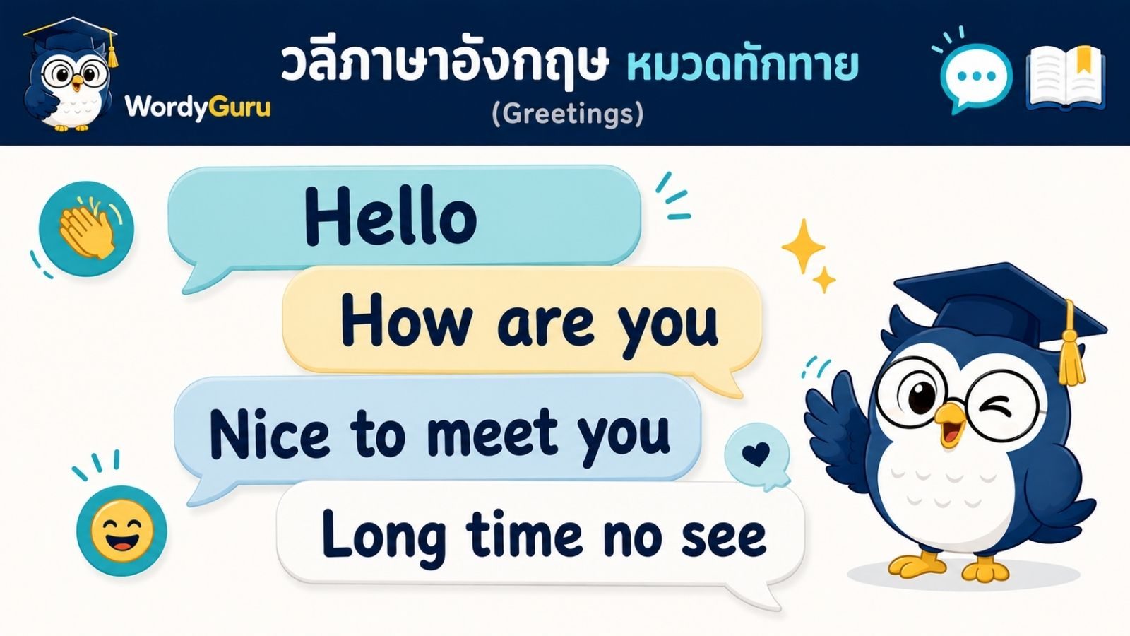 วลีภาษาอังกฤษ หมวดทักทาย พร้อมคำแปลไทยและตัวอย่าง