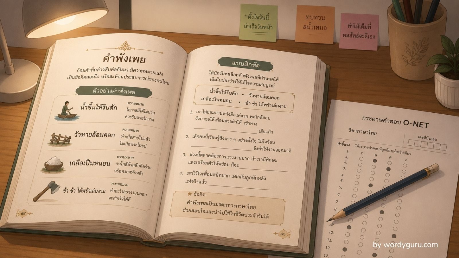 ข้อสอบคำพังเพย O-NET TCAS รวม 30 ข้อออกบ่อย + 5 เทคนิคทำคะแนน
