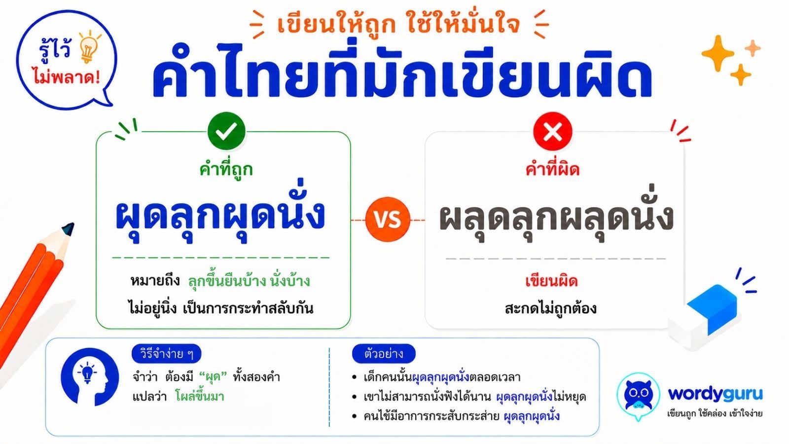 ผุดลุกผุดนั่ง หรือ ผลุดลุกผลุดนั่ง เขียนแบบไหนถูก?