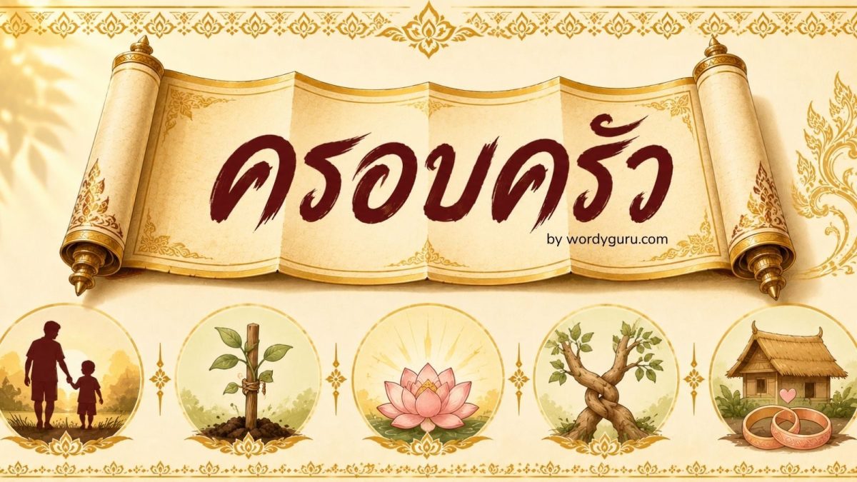 ภาพประจำหน้าคลังสุภาษิตเกี่ยวกับครอบครัวของไทย - ม้วนกระดาษคำสอนครอบครัวพร้อมไอคอน 5 หมวด ลูกเหมือนพ่อแม่ การเลี้ยงดู ความกตัญญู สายเลือด คู่สมรส