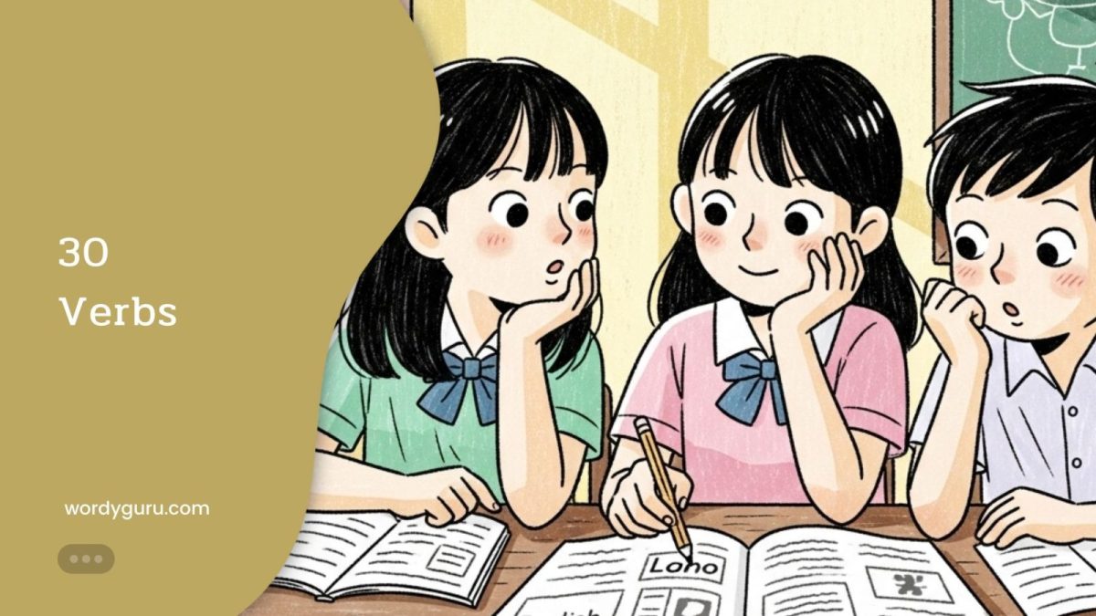 30 คำกริยาภาษาอังกฤษพื้นฐาน ซึ่งเป็นส่วนประกอบสำคัญในการเริ่มต้นเรียนรู้ Verb Forms