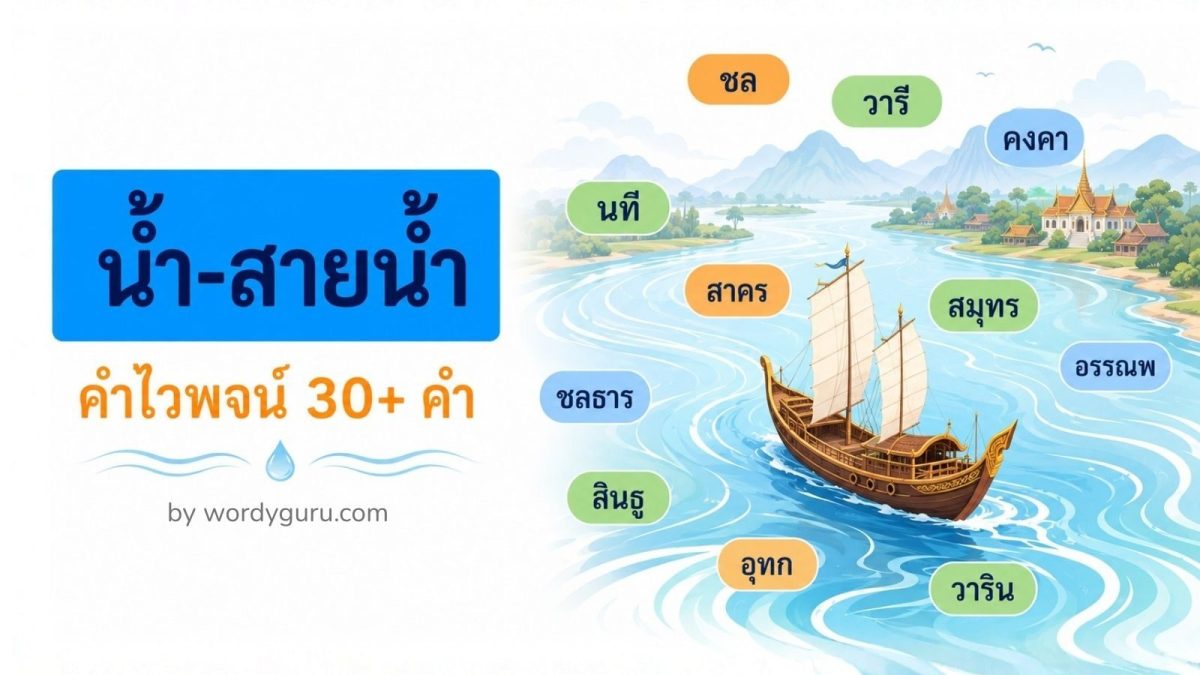 คำไวพจน์หมวดน้ำ-สายน้ำ 30+ คำในภาษาไทย รวมคำเช่น ชล วารี คงคา นที สาคร สมุทร