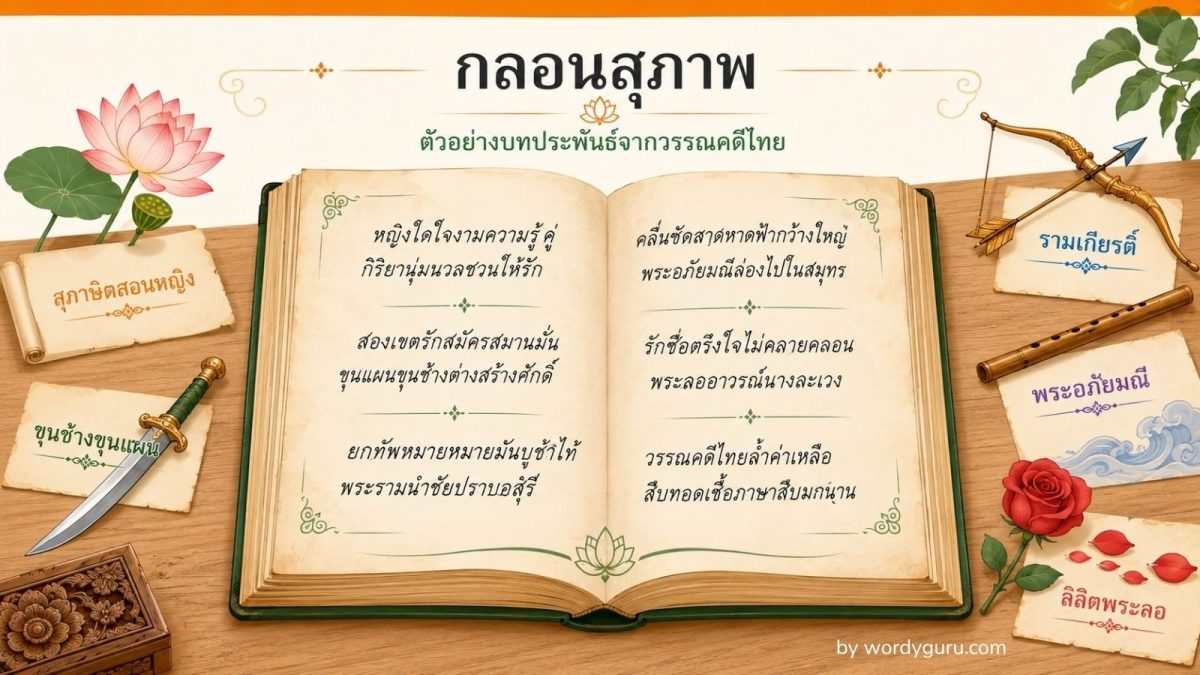 รวมสุภาษิตในวรรณคดีไทย 5 มหากาพย์คลาสสิก สุนทรภู่ ขุนช้างขุนแผน รามเกียรติ์ พระอภัยมณี ลิลิตพระลอ สำหรับ ม.ปลาย TCAS A-Level - WordyGuru