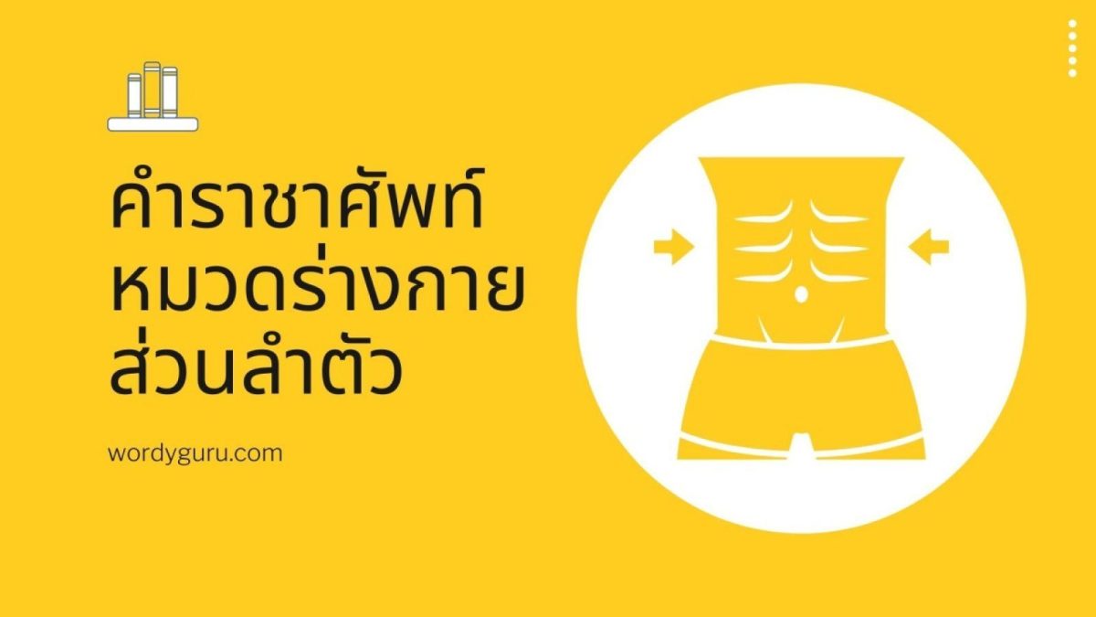 วันนี้ได้นำเกี่ยวกับหมวดร่างกายมาฝาก แต่จะเป็นส่วนลำตัวที่มีคำราชาศัพท์หลากหลาย บางคำก็คุ้นเคยเจอบ่อย บางคำก็อาจจะพึ่งเคยเห็นกันวันนี้ และจะมีคำใดบ้างครบทุกส่วนของลำตัวหรือไม่มาดูกันเลย